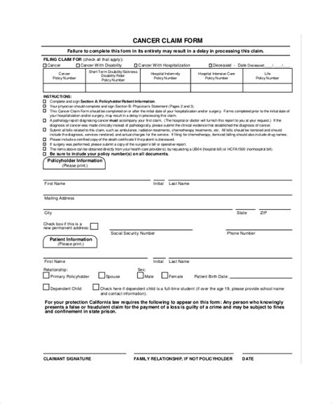 Printable Aflac Claim Forms