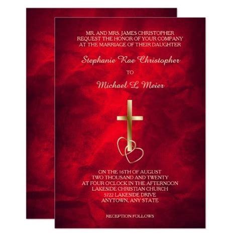1,937 christian wedding cards products are offered for sale by suppliers on alibaba.com, of which paper crafts accounts for 1%, artificial crafts accounts for 1%, and greeting cards accounts for 1. Red Gold Christian Cross Wedding Invitation | Zazzle.com ...