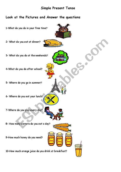 The present simple tense (also called the simple present tense) (download this explanation in pdf) we need to use the present simple a lot in english, so it's really important to understand it well. simple present tense 1 - ESL worksheet by nigyy
