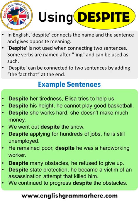 How Tou Use Despite Using Despite In English Example Sentences With