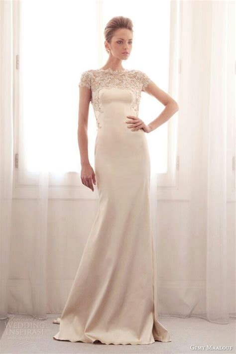 When choosing an open back wedding design, look at the necklines and back shape carefully. Beautiful Open Back Creamy Satin Sheath Gown Featuring ...