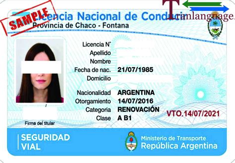 Driver License Argentina Tranlanguage Certified Translations