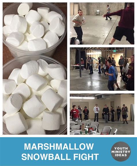 Make a list of items found in your church for a scavenger hunt. Indoor snowball fight with giant marshmallows. Youth ...