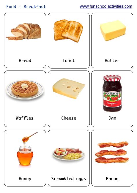 Printable Breakfast Flashcards Homeschooling The Little One