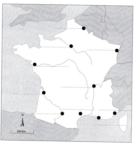 Carte de france avec les 13 régions ( noms provisoires ). M Périssé Histoire Géo » Fond de carte 10 aires urbaines ...