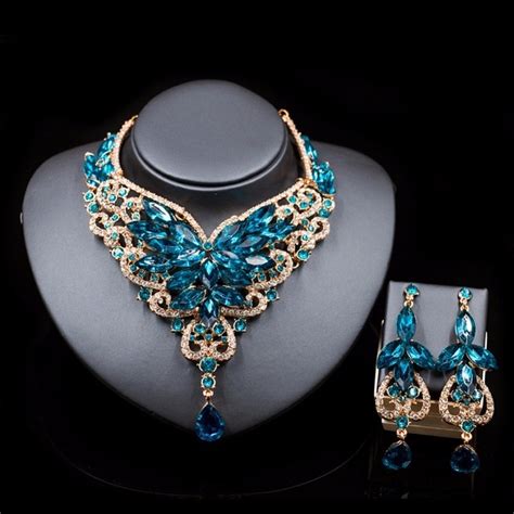 Buy diamonds in dubai with gia, igi & hrd certifications. Fashion Indian Jewelry Set Dubai Crystal Necklace Earrings ...