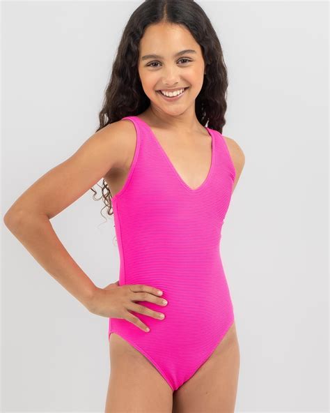 Shop Topanga Girls Elaine One Piece Swimsuit In Pink Punch Fast