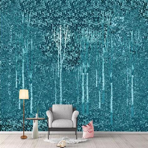 Wall Decor Blue Wallpaper For Living Room Modern Custom 3
