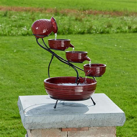 Smart solar 23471m01 marin fountain, grey cement. Smart Solar Lava Red Finish Lava Ceramic Solar Cascade ...