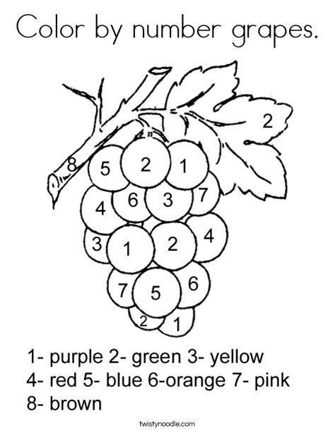 Free coloring pages are simple to use and offer a lot of entertainment for little ones. Color by number grapes Coloring Page - Twisty Noodle