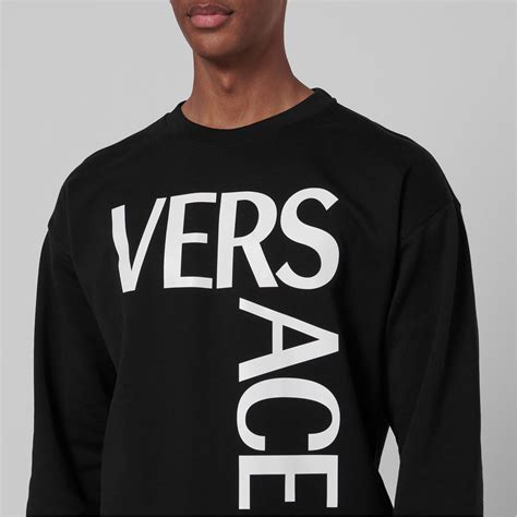 Versace Text Crew Neck Sweater Men Crew Sweaters Flannels
