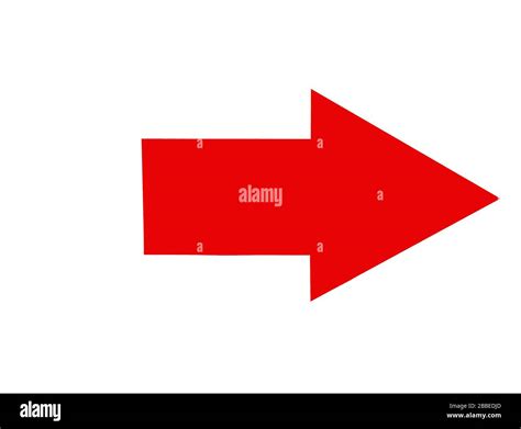 Red Arrow Pointing Right On A White Background Stock Photo Alamy