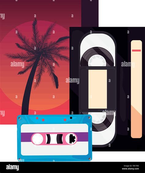 Videotape Beta Music Cassette Retro 80s Style Vector Illustration Stock