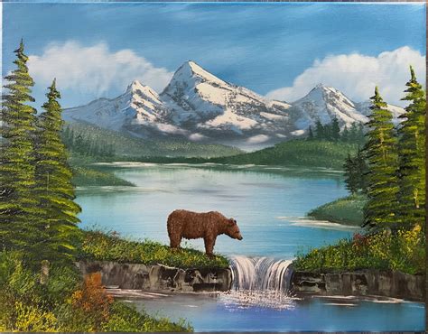 Original Oil Painting The Bear Bob Ross Style Etsy