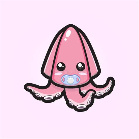 Cute Baby Squid Vector Illustration Graphic Stock Vector Illustration