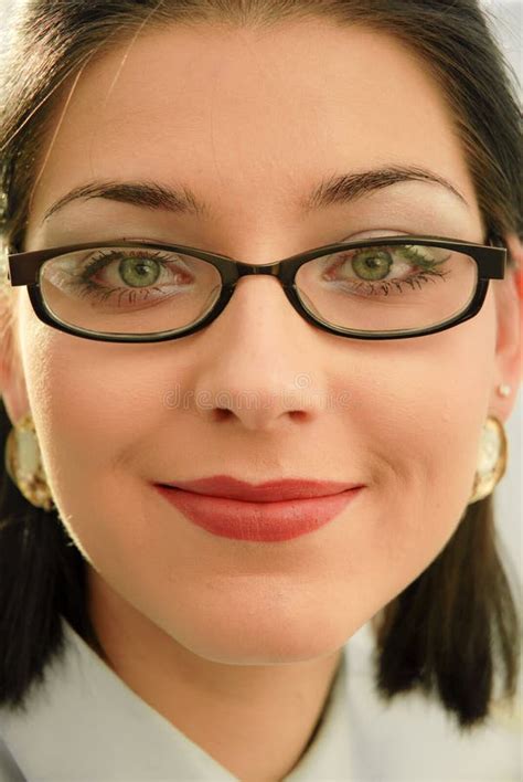 Portrait Of The Woman Wearing Black Eye Glasses Stock Photo Image Of