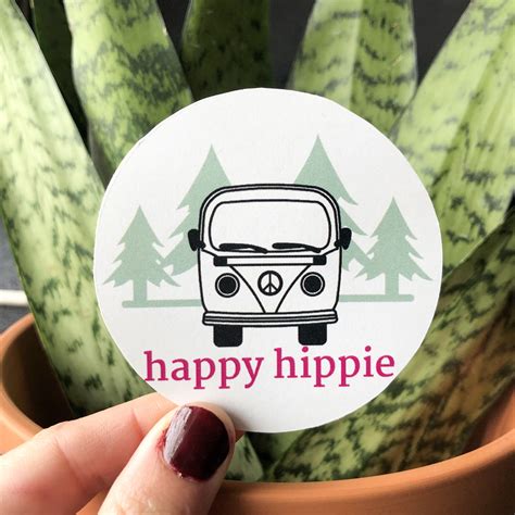 Happy Hippie Sticker Etsy Hippie Sticker Happy Hippie Glossy
