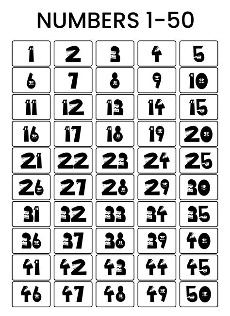 Printable Numbers From 1 50