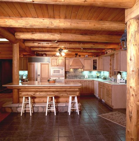 Beautiful Log Accents In This Rustic Kitchen Rustic Kitchen Log