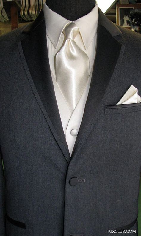 Half sleeve wedding dress, lace wedding dress, satin wedding dress, white wedding dress m3956. Charcoal Gray Tuxedo with Off White Woven Vest and Cream ...