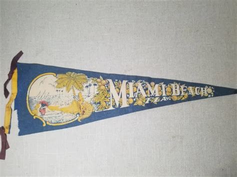 rare early 1900 s 25 miami beach original felt pennant art deco florida 229 00 picclick