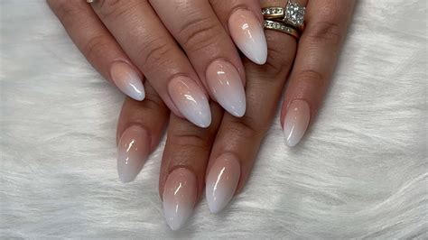 Acrylic For Beginner Almond Shape Classic Nude White Ombre New