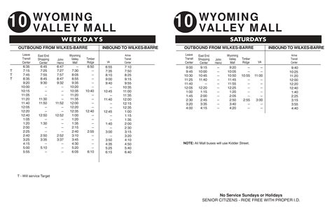 Number 10 Bus Schedule - Schedule Printable