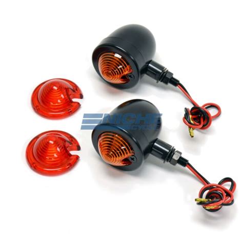 Retro Mini Round Turn Signals Decorative Lights Red 12 Volt Black Amber