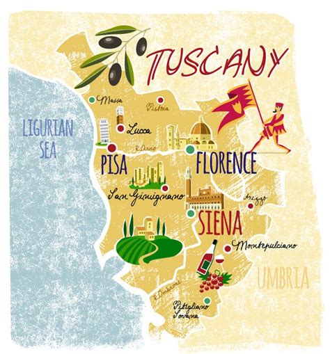 Tuscanyillustrated Map Steve Taylor Creative Illustrated Map