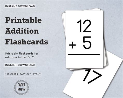 Printable Addition Flashcards Adding Math Drills Flash Cards Etsy