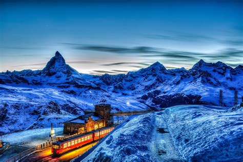 Download Winter Snow Matterhorn Alps Mountain Switzerland Vehicle Train