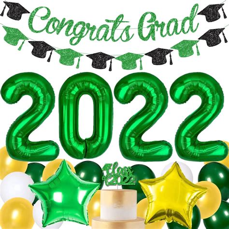 Green And Gold Graduation Party Decorations 2022 Class Of
