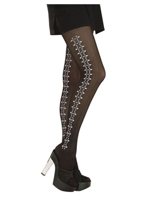 Black Gothic Scroll Adult Costume Pantyhose Tights