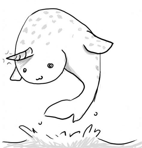 Fun art challenges, diy's and coloring pages and activities can also be found here! Cute Narwhal Cartoon Drawing Page Activity (With images ...