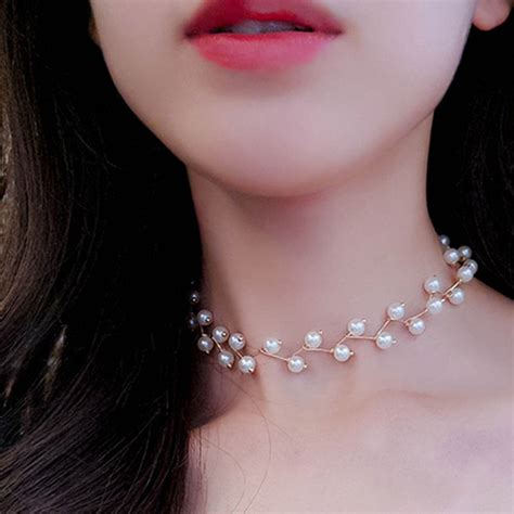 Korean Trendy Elegant Simulated Pearl Choker Necklace For Women Fashion