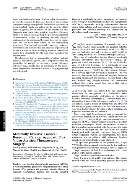 Pdf Case Report Minimally Invasive Tracheal Resection Cervical
