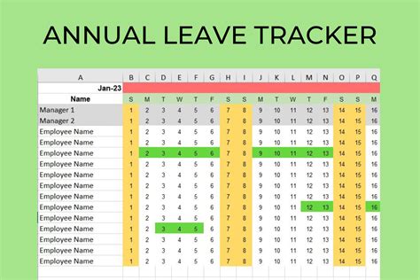 Staff Annual Leave Tracker Holiday Calendar For Work Excel 20232024