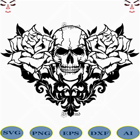 Download Halloween, Skull with roses vector, Sugar Skull Svg, Sugar ...