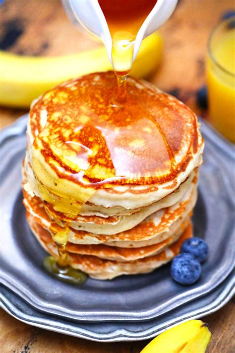 In another medium bowl, whisk together the yogurt and eggs. Fluffy Greek Yogurt Pancakes Video - Sweet and Savory Meals
