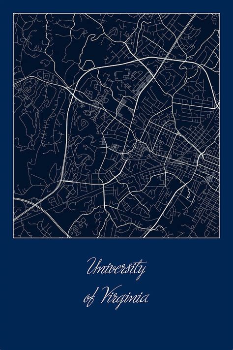 Uva Street Map University Of Virginia Charlottesville Map Digital Art