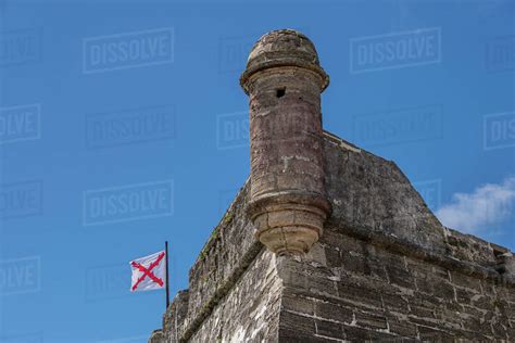 Cross Of Burgundy Flag On Castillo De San Marcos In St Augustine Usa