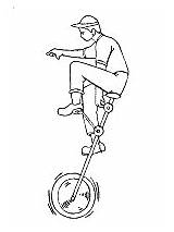 Unicycle Coloring Transportation Activities Printable Cycling sketch template
