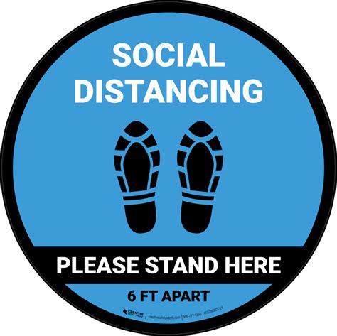 Social Distancing Please Stand Here 6 Ft Apart Shoe Prints Blue