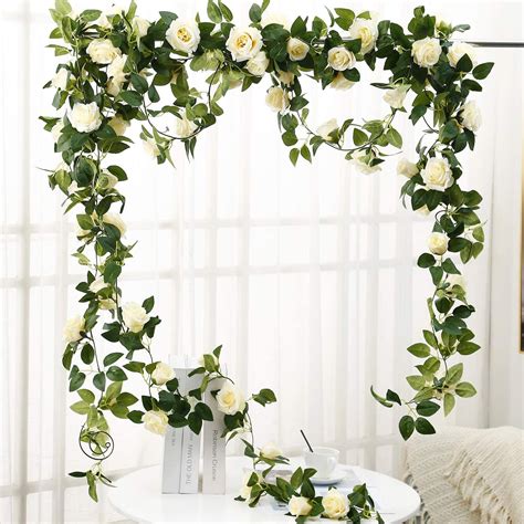 buy romantic rose vine artificial garland hanging fake rose ivy silk flowers greenery plants