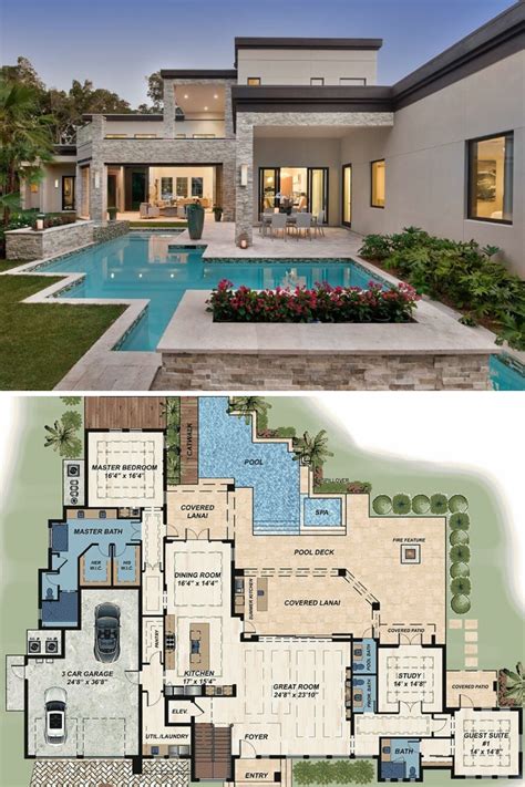 Modern House Floor Plans With Swimming Pool House Decor Concept Ideas