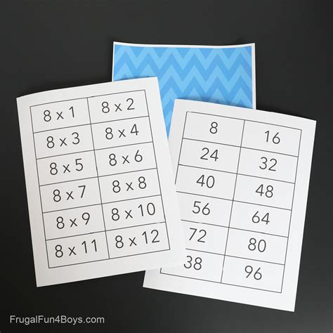 Printable Multiplication Tables Memory Game Frugal Fun For Boys And Girls