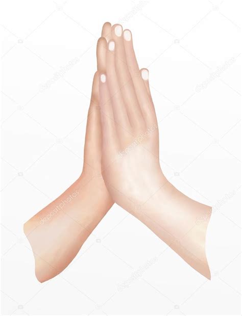 Dos manos apretadas juntas en posición de oración o postura namaste 2023