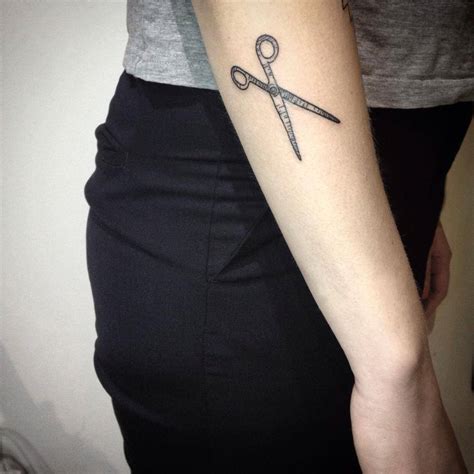 Illustrative Blackwork Style Scissor Tattoo On The