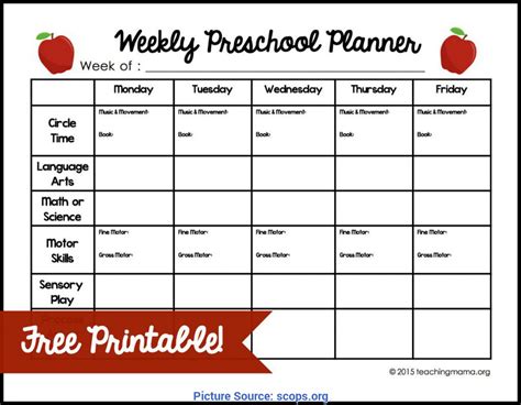 Daycare Weekly Lesson Plan Template Example Calendar Printable