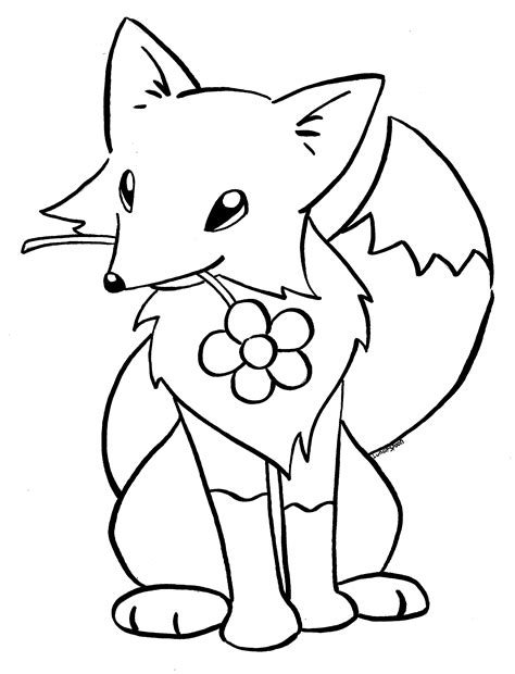 Coloring pages, black and white, set cute kawaii hand drawn fox doodles. Cute Baby Fox Coloring Pages - Coloring Home